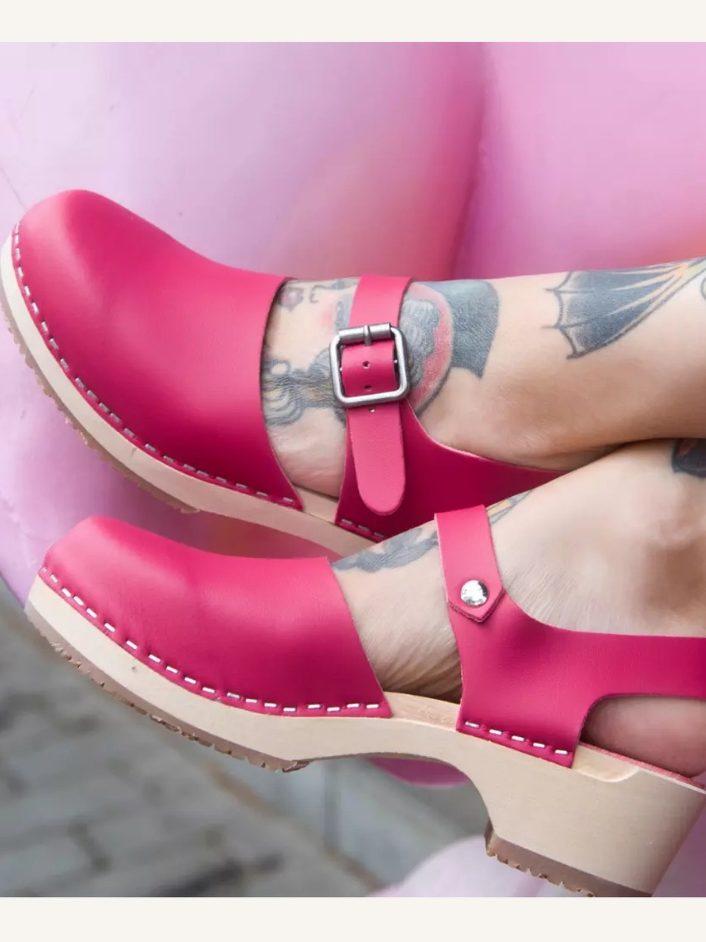 Lotta From Stockholm Hinsdale Faux Leather Vegan  Clogs Pink Size 40 / 9-5